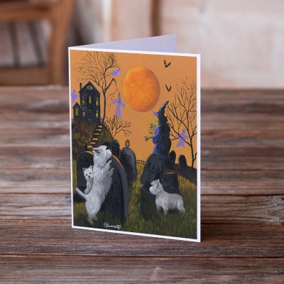 Caroline's Treasures Halloween, Westie Wicked Witch Greeting Cards and Envelopes Pack of 8, 7 x 5, Dogs Image 1