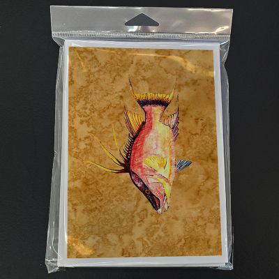 Caroline's Treasures Hog Snapper on Gold Greeting Cards and Envelopes Pack of 8, 7 x 5, Fish Image 2