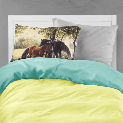 Caroline's Treasures Horses by Daphne Baxter Fabric Standard Pillowcase, 30 x 20.5, Farm Animals Image 1
