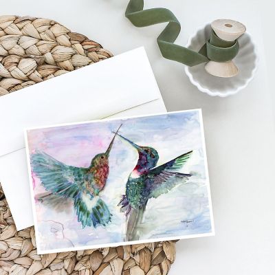 Caroline's Treasures Hummingbird Combat Greeting Cards and Envelopes Pack of 8, 7 x 5, Birds Image 1