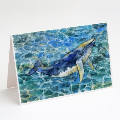 Caroline's Treasures Humpback Whale Greeting Cards and Envelopes Pack of 8, 7 x 5, Fish Image 1