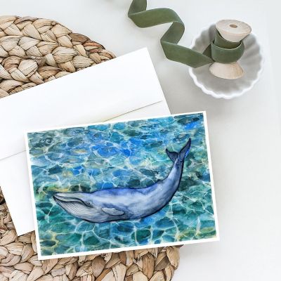Caroline's Treasures Humpback Whale Greeting Cards and Envelopes Pack of 8, 7 x 5, Fish Image 1