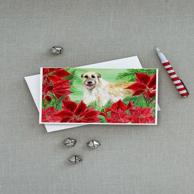 Caroline's Treasures Irish Wolfhound Poinsettas Greeting Cards and Envelopes Pack of 8, 7 x 5, Dogs Image 2