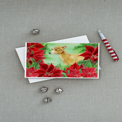 Caroline's Treasures Italian Greyhound Poinsettas Greeting Cards and Envelopes Pack of 8, 7 x 5, Dogs Image 2