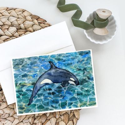 Caroline's Treasures Killer Whale Orca #2 Greeting Cards and Envelopes Pack of 8, 7 x 5, Fish Image 1