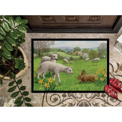 Caroline's Treasures Lambs, Sheep and Rabbit Hare Indoor or Outdoor Mat 24x36, 36 x 24, Farm Animals Image 2