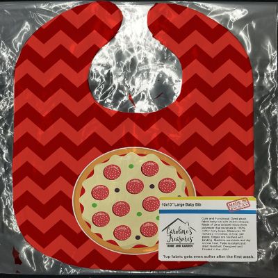 Caroline's Treasures Large Pizza Baby Bib, 10 x 13, Image 1