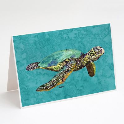 Caroline's Treasures Loggerhead Turtle Greeting Cards and Envelopes Pack of 8, 7 x 5, Nautical Image 1