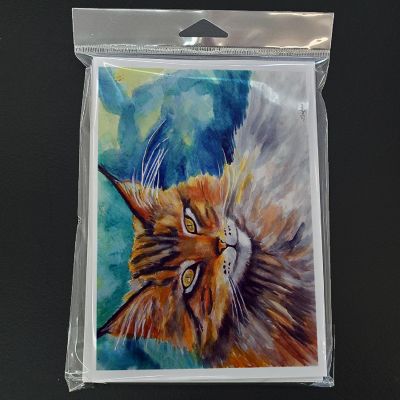 Caroline's Treasures Maine Coon Cat Watching you Greeting Cards and Envelopes Pack of 8, 7 x 5, Cats Image 2
