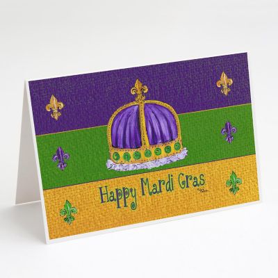 Caroline's Treasures Mardi Gras, Happy Mardi Gras Crown Greeting Cards and Envelopes Pack of 8, 7 x 5, New Orleans Image 1