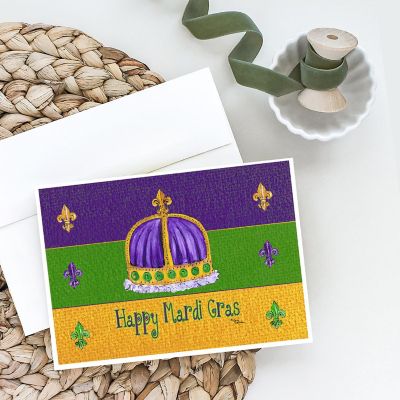 Caroline's Treasures Mardi Gras, Happy Mardi Gras Crown Greeting Cards and Envelopes Pack of 8, 7 x 5, New Orleans Image 1