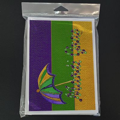 Caroline's Treasures Mardi Gras, Mardi Gras Beads and Umbrella Greeting Cards and Envelopes Pack of 8, 7 x 5, New Orleans Image 2