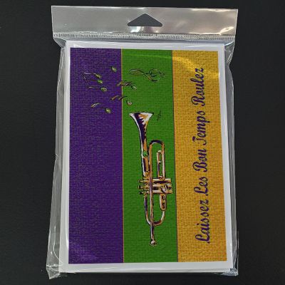 Caroline's Treasures Mardi Gras, Mardi Gras Jazz Trumpet Greeting Cards and Envelopes Pack of 8, 7 x 5, New Orleans Image 2