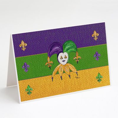 Caroline's Treasures Mardi Gras, Mardi Gras Jester Greeting Cards and Envelopes Pack of 8, 7 x 5, New Orleans Image 1