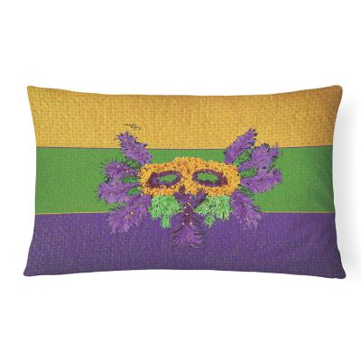 Caroline's Treasures Mardi Gras, Mardi Gras Mask and Feathers Canvas Fabric Decorative Pillow, 12 x 16, New Orleans Image 1
