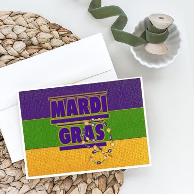 Caroline's Treasures Mardi Gras, Mardi Gras with Beads Greeting Cards and Envelopes Pack of 8, 7 x 5, New Orleans Image 1