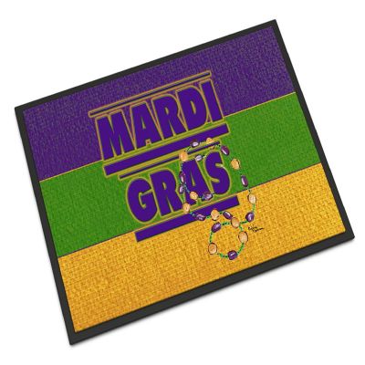 Caroline's Treasures Mardi Gras, Mardi Gras with Beads Indoor or Outdoor Mat 24x36, 36 x 24, New Orleans Image 1