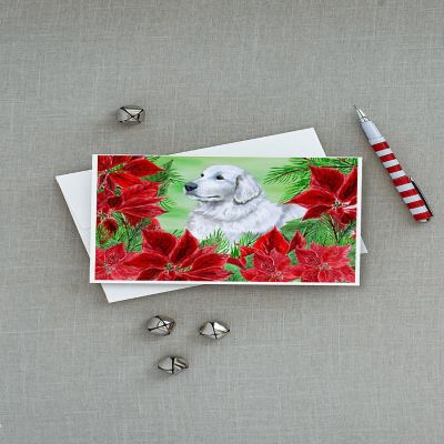 Caroline's Treasures Maremma Sheepdog Poinsettas Greeting Cards and Envelopes Pack of 8, 7 x 5, Dogs Image 2