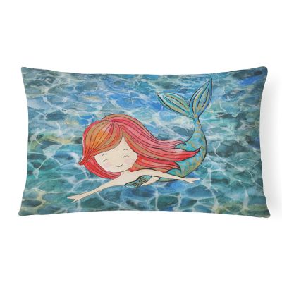 Caroline's Treasures Mermaid Swimming Canvas Fabric Decorative Pillow, 12 x 16, Fantasy Image 1