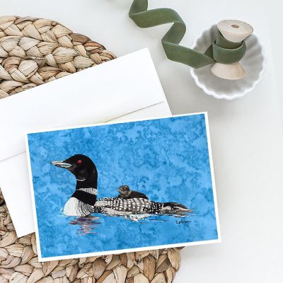 Caroline's Treasures Momma and Baby Loon Greeting Cards and Envelopes Pack of 8, 7 x 5, Birds Image 1