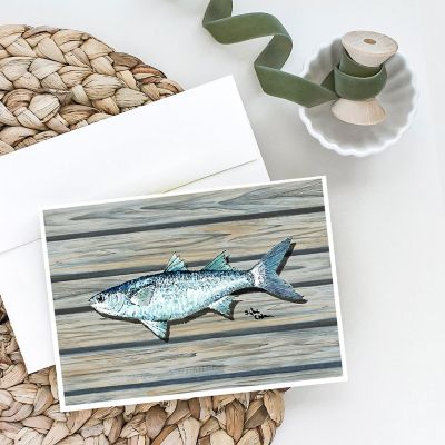 Caroline's Treasures Mullet Fish on Pier Greeting Cards and Envelopes Pack of 8, 7 x 5, Fish Image 1