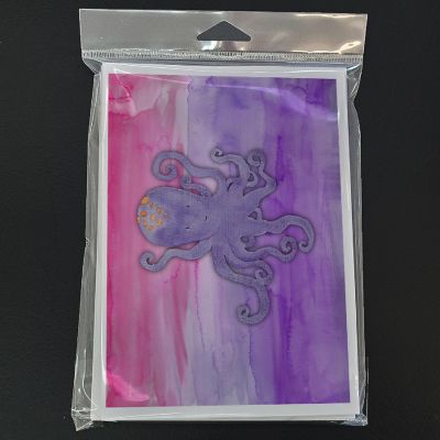 Caroline's Treasures Octopus Watercolor Greeting Cards and Envelopes Pack of 8, 7 x 5, Fish Image 2