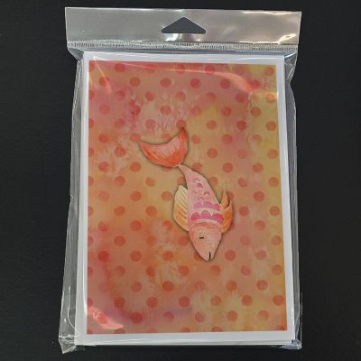 Caroline's Treasures Orange Fish Watercolor Greeting Cards and Envelopes Pack of 8, 7 x 5, Fish Image 2