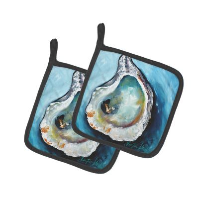 Caroline's Treasures Oyster Pair of Pot Holders, 7.5 x 7.5, Seafood Image 1