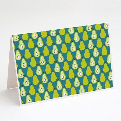 Caroline's Treasures Pears on Green Greeting Cards and Envelopes Pack of 8, 7 x 5, Food Image 1