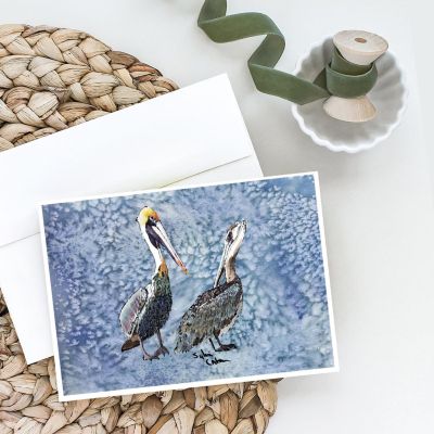 Caroline's Treasures Pelican Cool Blue Greeting Cards and Envelopes Pack of 8, 7 x 5, Birds Image 1