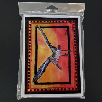 Caroline's Treasures Pelican Orange Sky Greeting Cards and Envelopes Pack of 8, 7 x 5, Birds Image 2