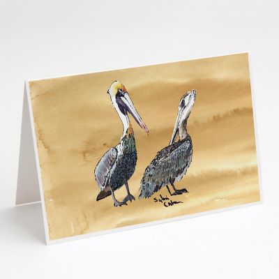 Caroline's Treasures Pelican Sandy Beach Greeting Cards and Envelopes Pack of 8, 7 x 5, Birds Image 1