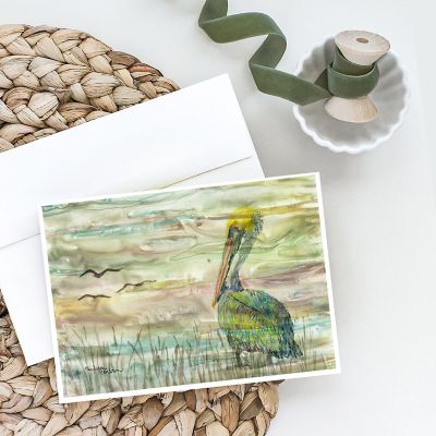 Caroline's Treasures Pelican Sunset Greeting Cards and Envelopes Pack of 8, 7 x 5, Birds Image 1