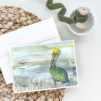 Caroline's Treasures Pelican Watercolor Greeting Cards and Envelopes Pack of 8, 7 x 5, Birds Image 1