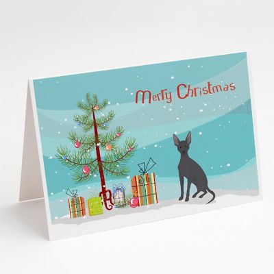 Caroline's Treasures Peruvian Hairless Dog Christmas Tree Greeting Cards and Envelopes Pack of 8, 7 x 5, Dogs Image 1