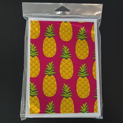 Caroline's Treasures Pineapples on Pink Greeting Cards and Envelopes Pack of 8, 7 x 5, Food Image 2
