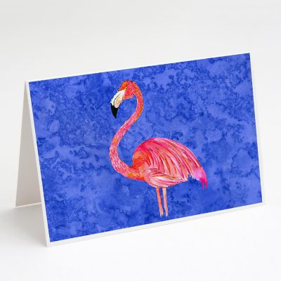 Caroline's Treasures Pink Flamingo Greeting Cards and Envelopes Pack of 8, 7 x 5, Birds Image 1