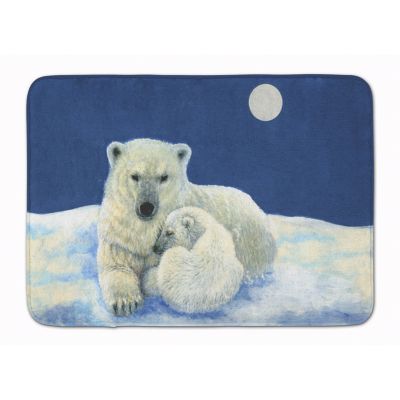 Caroline's Treasures Polar Bears Moonlight Snuggle Machine Washable Memory Foam Mat, 27 x 19, Wild Animals Image 1