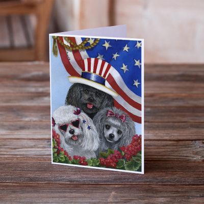 Caroline's Treasures Poodle USA Greeting Cards and Envelopes Pack of 8, 7 x 5, Dogs Image 1