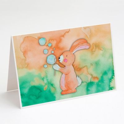 Caroline's Treasures Rabbit and Bubbles Watercolor Greeting Cards and Envelopes Pack of 8, 7 x 5, Farm Animals Image 1