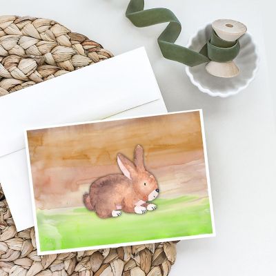 Caroline's Treasures Rabbit Watercolor Greeting Cards and Envelopes Pack of 8, 7 x 5, Farm Animals Image 1