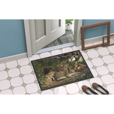 Caroline's Treasures Rabbits and the Rabbit Hole Indoor or Outdoor Mat 24x36, 36 x 24, Farm Animals Image 3