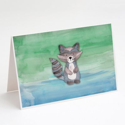 Caroline's Treasures Raccoon Watercolor Greeting Cards and Envelopes Pack of 8, 7 x 5, Wild Animals Image 1