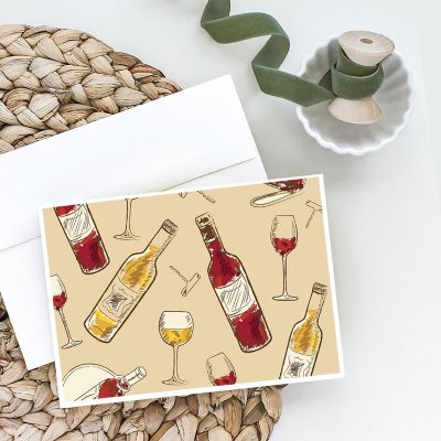 Caroline's Treasures Red and White Wine Greeting Cards and Envelopes Pack of 8, 7 x 5, Image 1