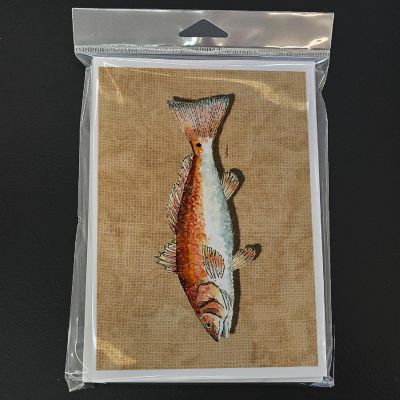 Caroline's Treasures Red Fish Greeting Cards and Envelopes Pack of 8, 7 x 5, Fish Image 2
