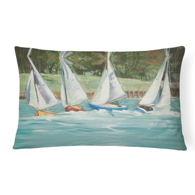 Caroline's Treasures Sailboats on the bay Canvas Fabric Decorative Pillow, 12 x 16, Nautical Image 1