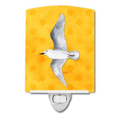 Caroline's Treasures Sea Gull Yellow Polkadot Ceramic Night Light, 4 x 6, Nautical Image 1