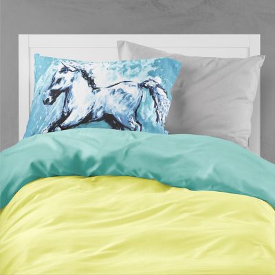 Caroline's Treasures Shadow the Horse in blue Fabric Standard Pillowcase, 30 x 20.5, Farm Animals Image 1