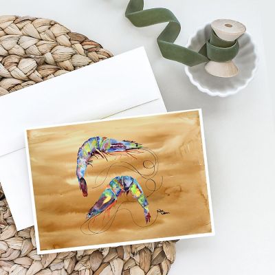Caroline's Treasures Shrimp  Sandy Beach Greeting Cards and Envelopes Pack of 8, 7 x 5, Seafood Image 1