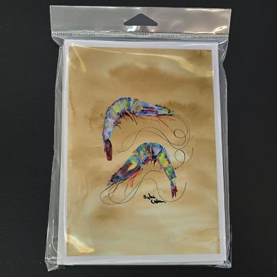 Caroline's Treasures Shrimp  Sandy Beach Greeting Cards and Envelopes Pack of 8, 7 x 5, Seafood Image 2